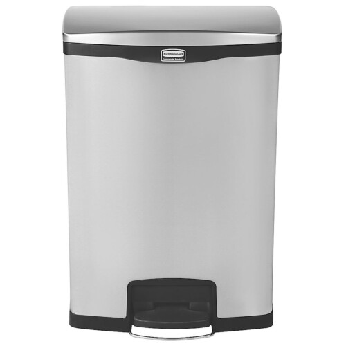 Rubbermaid Slim Jim® Step-On Front-Step κάδος απορριμμάτων ανοξείδωτος μαύρος με πεντάλ 90L