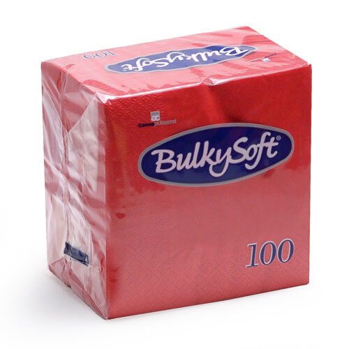 BulkySoft® χαρτοπετσέτα πολυτελείας κόκκινη 2φυλλη 1/4 38x38cm 100τεμ