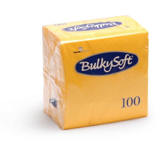 BulkySoft® χαρτοπετσέτα πολυτελείας κίτρινη 2φυλλη 1/4 38x38cm 100τεμ