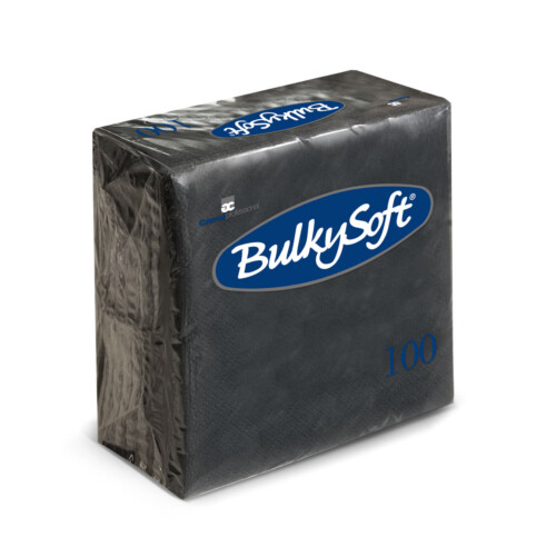 BulkySoft® χαρτοπετσέτα πολυτελείας μαύρη 2φυλλη 1/4 24x24cm 100τεμ