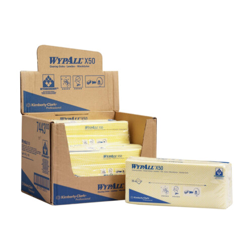 Wypall® X50 βιομηχανικό πανί καθαρισμού σε φύλλα non-woven κίτρινο 1φυλλο 41,6x24,5cm 50τεμ