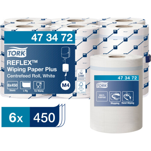 Tork® Reflex™ Wiping Paper Plus ρολό centerfeed λευκό 2φυλλο 150,8m