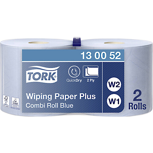 Tork® Wiping Paper Plus ρολό centerfeed μπλε 2φυλλο 255m