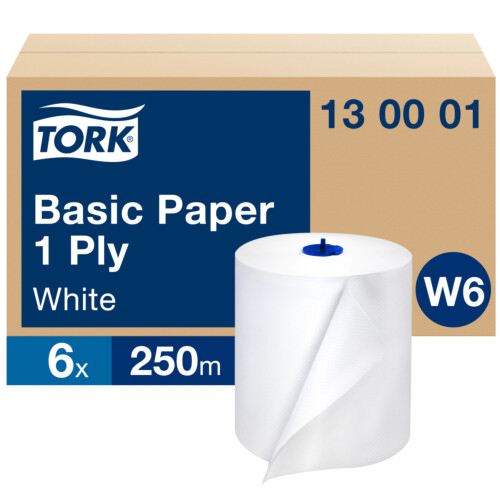 Tork® Basic Paper βιομηχανικό ρολό λευκό 1φυλλο 250m