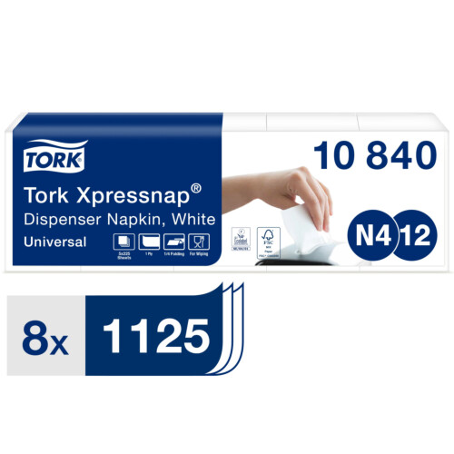 Tork Xpressnap® χαρτοπετσέτα συσκευής λευκή 1φυλλη 21,3x33cm 5x225τεμ