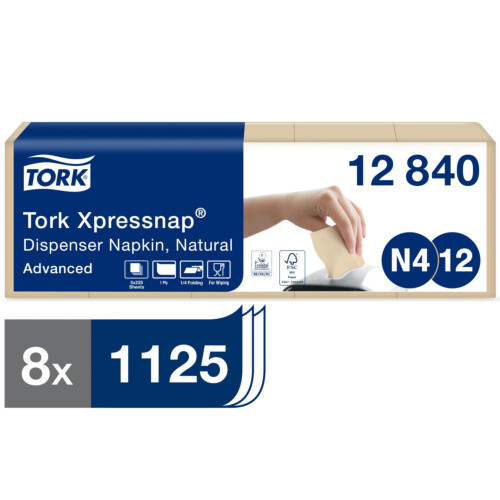 Tork Xpressnap® χαρτοπετσέτα συσκευής φυσικού χρώματος 1φυλλη 21,3x33cm 5x225τεμ