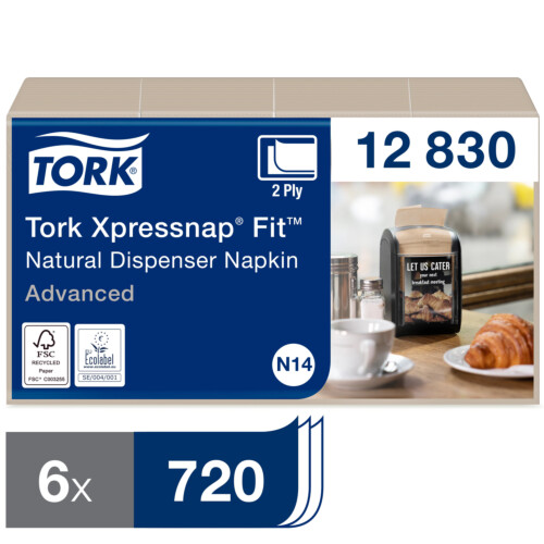 Tork Xpressnap Fit® χαρτοπετσέτα συσκευής φυσικού χρώματος 2φυλλη 21,3x16,5cm 120τεμ