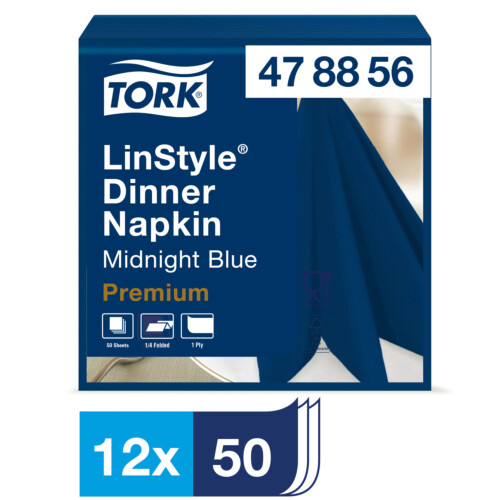 Tork Linstyle® χαρτοπετσέτα μπλε 1φυλλη 1/4 38x38cm πολυτελείας 50τεμ