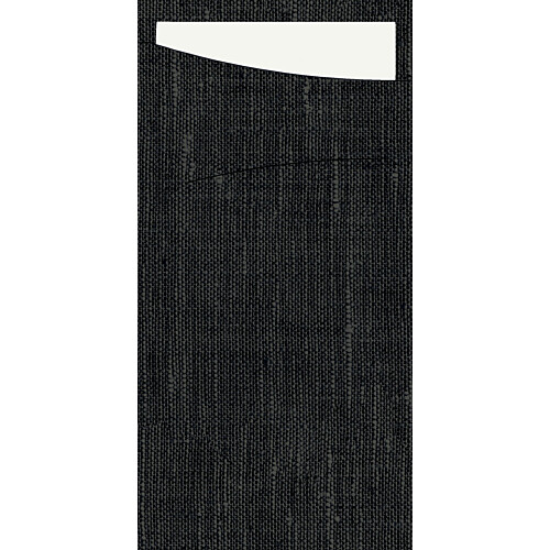 Duni Dunisoft Sacchetto® θήκη μαχαιροπίρουνου μαύρη με λευκή χαρτοπετσέτα 1/12 11,5x23cm 60τεμ