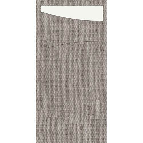 Duni Dunisoft Sacchetto® θήκη μαχαιροπίρουνου γκρι με λευκή χαρτοπετσέτα 1/12 11,5x23cm 60τεμ