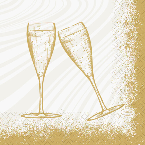 Duni Sparkly Cheers White χαρτοπετσέτα με σχέδιο 3φυλλη 1/4 24x24cm πολυτελείας 50τεμ