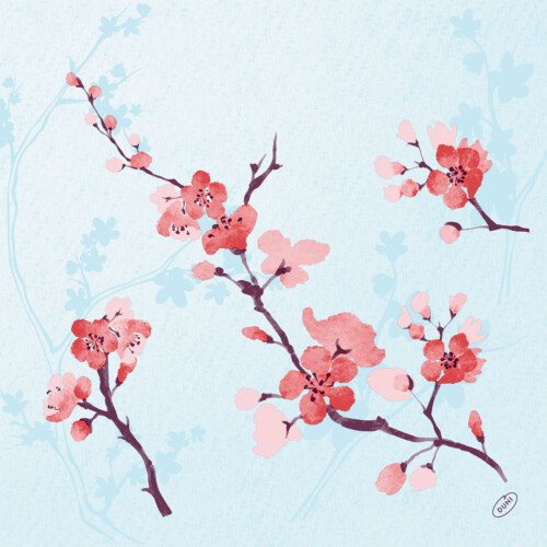 Duni χαρτοπετσέτα Cherry Breeze Blue 4φυλλη 1/4 40x40cm πολυτελείας 50τεμ