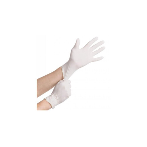 Γάντια λάτεξ με πούδρα μιας χρήσης λευκά M 100τεμ