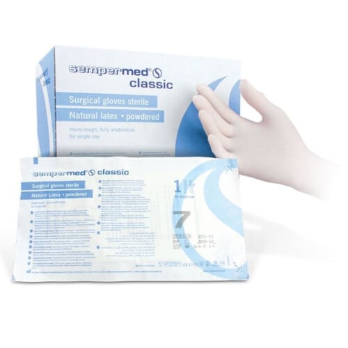Sempermed® Classic χειρουργικά γάντια μίας χρήσης με πούδρα λάτεξ  No.8 λευκά