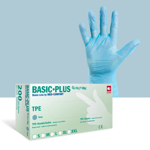 AMPri Basic-Plus γάντια μιας χρήσης TPE χωρίς πούδρα μπλε XL 200τεμ