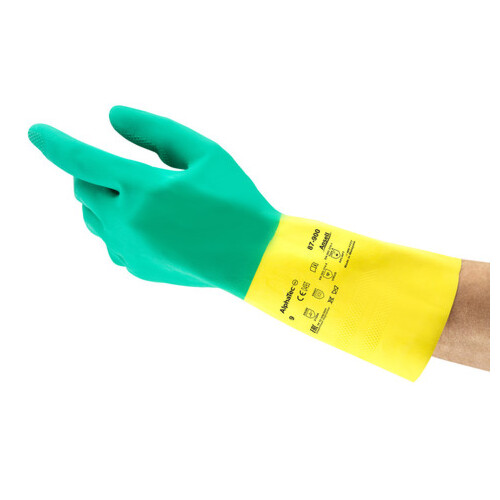 Ansell AlphaTec® 87-900 γάντια γενικής χρήσης λάτεξ πράσινο-κίτρινο Νο.7,5