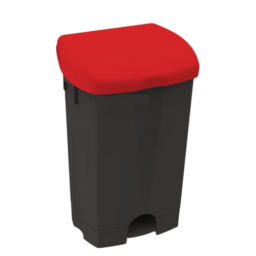 Pulex χαρτοδοχείο μαύρο με καπάκι και πεντάλ κόκκινο 50L