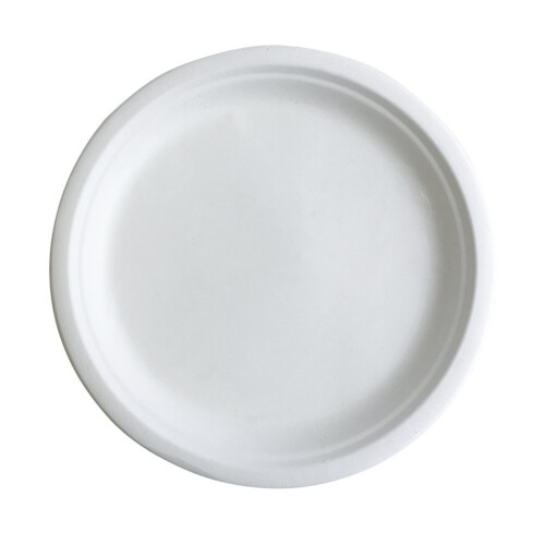 Πιάτο στρογγυλό Ø18cm λευκό bagasse 50τεμ
