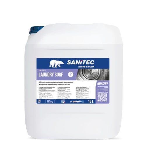Sanitec Laundry Surf πλήρες απορρυπαντικό πλυντηρίου ρούχων με επιφανειοδραστικά και ένζυμα 15L / 15,45Kg