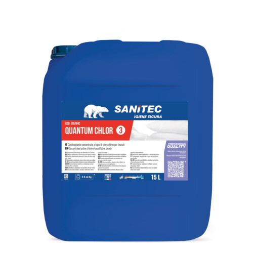 Sanitec Quantum Chlor συμπυκνωμένο λευκαντικό πλυντηριού ρούχων με βάση το ενεργό χλώριο 15L / 18,75Kg