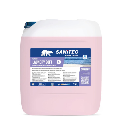 Sanitec Laundry Soft συμπυκνωμένο μαλακτικό πλυντηρίου ρούχων με αποσμητική δράση meditteranean flowers 15L