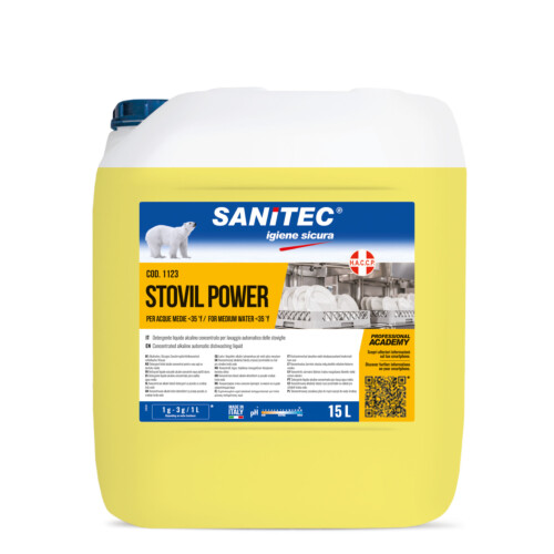 Sanitec Stovil Power συμπυκνωμένο απορρυπαντικό πλυντηρίου πιάτων για μέτρια νερά 15L / 18Kg