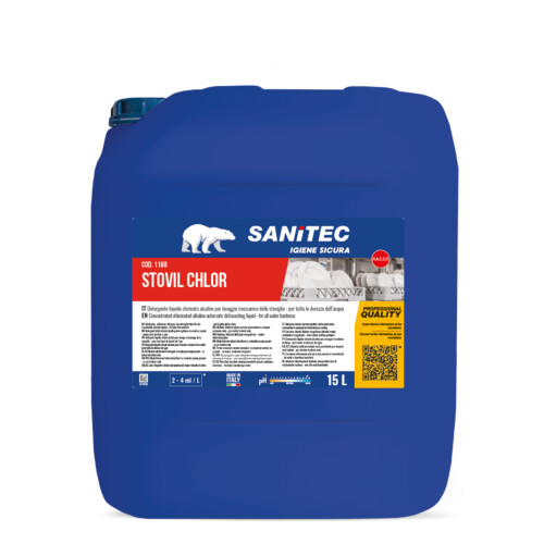 Sanitec Stovil Chlor συμπυκνωμένο απορρυπαντικό πλυντηρίου πιάτων με ενεργό χλώριο 15L / 17,25Kg