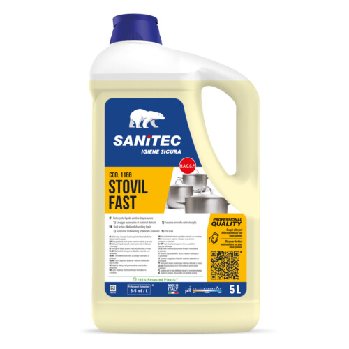 Sanitec Stovil Fast συμπυκνωμένο απορρυπαντικό πλυντηρίου πιάτων για ευαίσθητα υλικά 5L / 5,5Kg