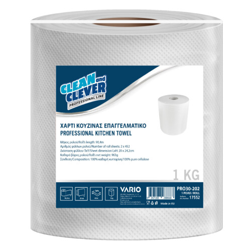 Clean&Clever PRO30-202 χαρτί κουζίνας  λευκό 2φυλλο 91m 1kg