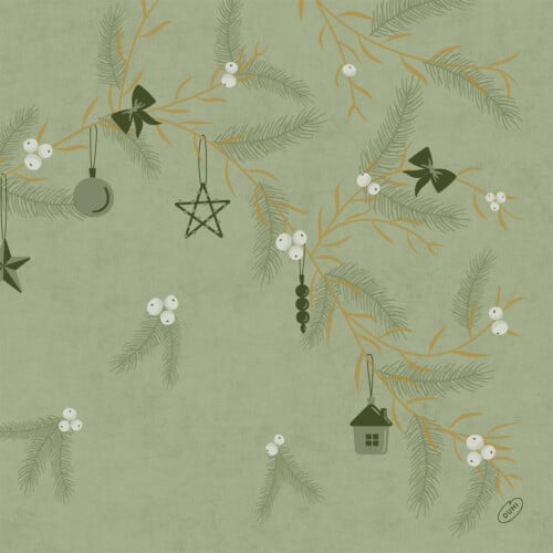 Duni Bio Dunisoft πετσέτα Noel Pistachiο 40x40cm 60τεμ.