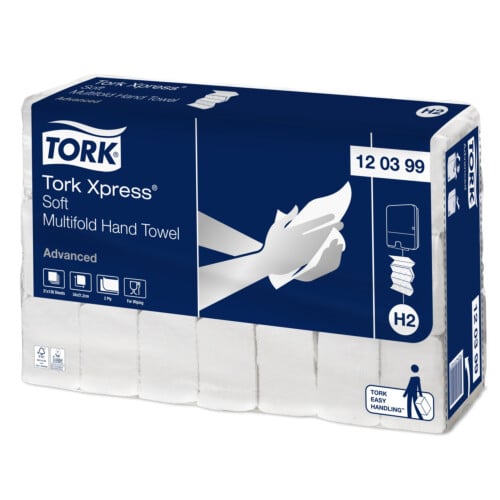 Tork Xpress® Soft χειροπετσέτα λευκή 2φυλλη W-Fold 34x21,2cm 136τεμ