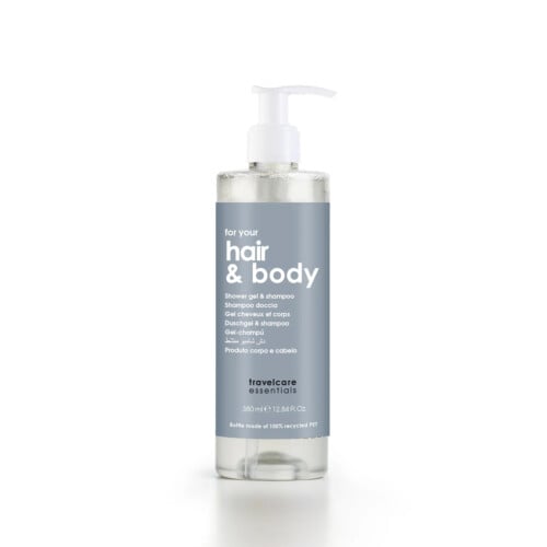 Gfl Travel Care Essentials Hair & Body 2σε1 σαμπουάν και αφρόλουτρο σε επαναγεμιζόμενη φιάλη με αντλία 380ml 