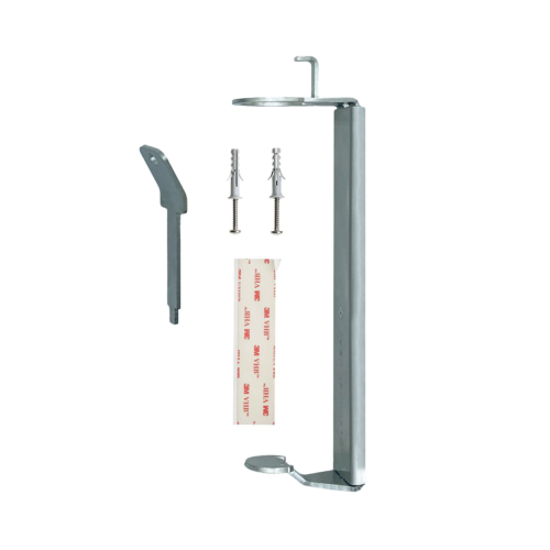 Gfl Minimal συσκευή για φιάλες pump 370ml/380ml/480ml ασημί με βίδες και αυτοκόλλητη ταινία