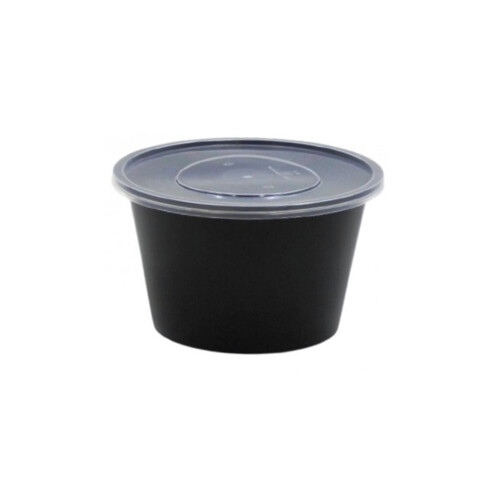 Σετ στρογγυλό δοχείο pp μαύρο 10oz/250ml 50Τ