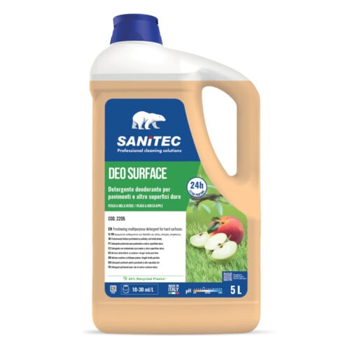 Sanitec Deo Surface ουδέτερο καθαριστικό γενικής χρήσης με άρωμα Peach & Green Apple 5L 