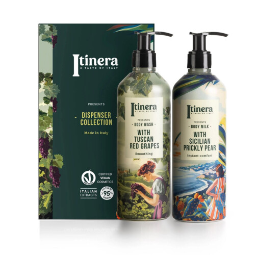 Gfl Itinera Dispenser Collection σετ αφρόλουτρο και κρέμα σώματος σε φιάλες με σφραγισμένη αντλία 370ml