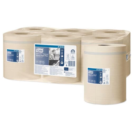 Tork® Reflex™ Wiping Paper Natural Plus ρολό centerfeed 2φυλλο 150,15m