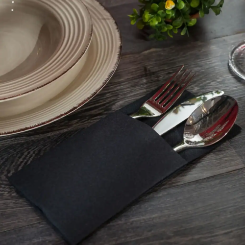Roial Bioleaf Airlaid πετσέτα φάκελος μαύρη 33x40cm 50τεμ