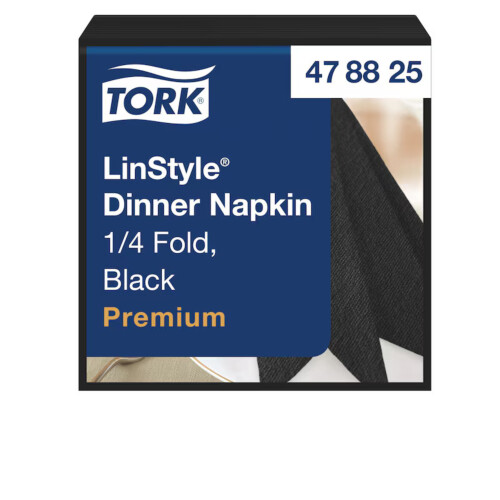 Tork Linstyle® χαρτοπετσέτα μαύρη 1φυλλη 1/4 39x39cm πολυτελείας 50τεμ