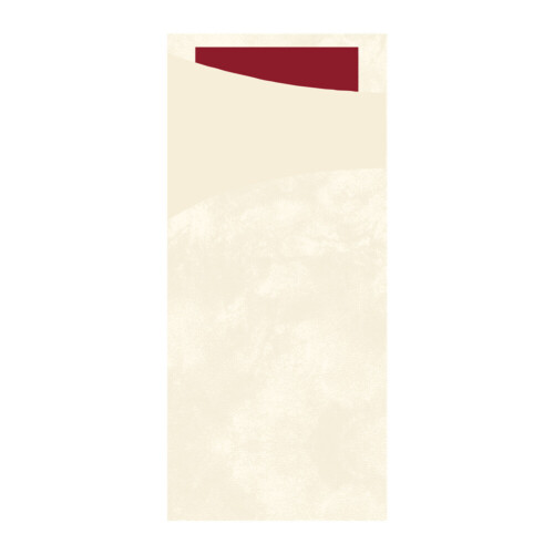 Duni Sacchetto® θήκη μαχαιροπίρουνου κρεμ με χαρτοπετσέτα μπορντό 1/12 8,5x19cm 100τεμ
