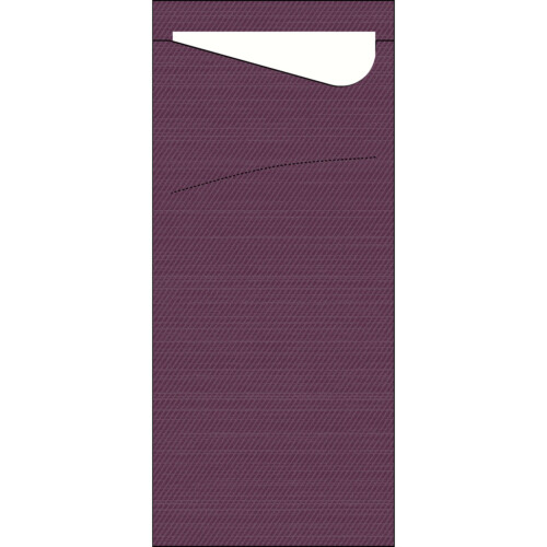 Duni Sacchetto® θήκη μαχαιροπίρουνου σκούρο μοβ με χαρτοπετσέτα λευκή 1/12 8,5x19cm 100τεμ