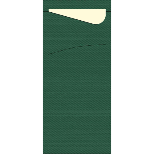 Duni Sacchetto® θήκη μαχαιροπίρουνου σκούρο πράσινο με χαρτοπετσέτα κρεμ 1/12 8,5x19cm 100τεμ